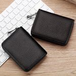 product_image_name-Fashion-1pc Black Men'S Casual Faux Leather Wallet & Business Card Case, Black, Universal, PU Material, Smooth, Durable, Multi-Purpose, Large Capacity, With Multi-Card Slot, ID Card Bag, Zipper Pocket, Stylish, Safe, Anti-Degaussing, For Daily Use, Travel, Gift-3