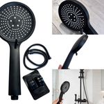 Generic  Black ABS Shower Head Set - 3 Spray Modes, Water Saving, Pressure Boost