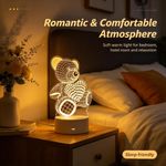 Generic 3D Bear Heart Acrylic Night Light, USB Powered  LED Table Lamp, Warm Light, Bedroom Decor Creative Gift - image 3