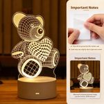 Generic 3D Bear Heart Acrylic Night Light, USB Powered  LED Table Lamp, Warm Light, Bedroom Decor Creative Gift - image 7