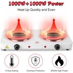 SIKITUT Electric Hot Plate 2 Burner Temperature Controls White - image 3