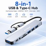 Generic USB-C Hub 8-in-1: Type-C Multiport Adapter with Audio, Card Readers & High-Speed USB