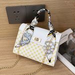 Scarf-wrapped top handle and crossbody bag -034-White 