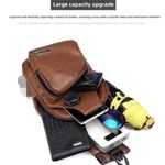 product_image_name-Fashion-Men's USB charging chest bag PU shoulder bag with headphone jack crossbody bag Brown-3