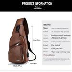product_image_name-Fashion-Men's USB charging chest bag PU shoulder bag with headphone jack crossbody bag Brown-4