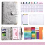 Generic A6 marble notebook, PU leather cash budget loose-leaf notepad