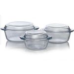 Pyrex High Quality Essential Glass Bowls Set - 3 Pieces - White - Transparent
