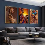 product_image_name-Generic-3pcs Peinture Sur Toile De Femme Noire Africaine, Peinture Suspendue De Décoration Murale Vintage-2