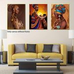 product_image_name-Generic-3pcs Peinture Sur Toile De Femme Noire Africaine, Peinture Suspendue De Décoration Murale Vintage-4