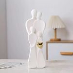 product_image_name-Generic-White Ceramic Family Sculpture with Resin Heart Accent-1