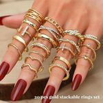 product_image_name-Fashion-20 Pieces Gold Rings Set - Luxury Affordable Daily Different Styles-4