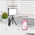 Generic LED Desktop Video Fill Light 6-Inch Square Panel with Adjustable Two-Section Tripod Stand & Color Filters - Black - image 2