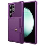 Samsung Galaxy S25 ultra High Quality Shockproof Case With Magnetic Wallet Card Holder- Purple
