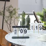 Generic Desktop Calendar,  Reusable Wooden Desk Calendar Standing Flip - image 6