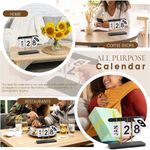 Generic Desktop Calendar,  Reusable Wooden Desk Calendar Standing Flip - image 7