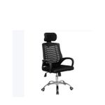 product_image_name-White Label-High Adjustable Swivel Office Mesh Chair - Neckrest  - Black -1
