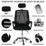product_image_name-White Label-High Adjustable Swivel Office Mesh Chair - Neckrest  - Black -4