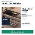 Generic Black Brushed-Finish 40×60 cm Height-Adjustable Mobile Bedside Table with Wheels for Laptop and Study - image 3