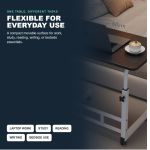 Generic Black Brushed-Finish 40×60 cm Height-Adjustable Mobile Bedside Table with Wheels for Laptop and Study - image 5