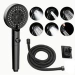 Generic Adjustable 6-Mode Shower Head - Black
