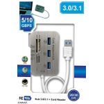 High-Speed USB 3.0 / 3.1 Hub with Multi-in-1 Memory Card Reader