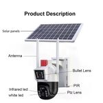 Camera Ip H 264 4g solar camera Eseecloud dual lens