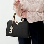 product_image_name-AIDAILU-Women's Leather Handbags Female Bag Ladies Shoulder Bag PU - Black-2