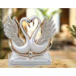 product_image_name-Generic-2D Flat Acrylic Swan Couple Statue with Crystal Accents - Golden Heart Base Bohemian Style Home & Office Decor, Valentine'S Day Easter St. Patrick'S Day Gift, Desktop Ornament, Sculpture Decoration, Delicate and Exquisite-1
