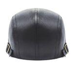 product_image_name-Fashion-Adjustable Leather Newsboy Beret Cap - Black-4