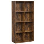 LASA 8-Compartment Open Bookcase - Brown Wood Look