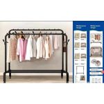 product_image_name-Generic-Double Rail Rolling Garment Rack with Storage Shelf- Black-2