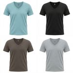 Fashion Women's 4-Piece V-Neck Plain T-Shirt Set - Sky Blue/Black/Brown/Gray