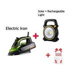 Avinas 3000W - High Performance Electric Steam Iron - Green/Black + Rechargeable&Solar Light