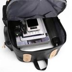 Fashion PU Backpack Computer Bag Outdoor Travel School Bag - Black - image 6