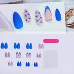 product_image_name-Generic-24pcs Pink Medium Almond-Shaped Press-On Nails, Featuring Y2K Blue 3D Designs with Diamond Details Ideal for Women-2