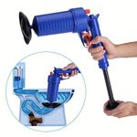 product_image_name-Generic-1 Set Toilet Plunger, Drain Clog Remover Tool With 4 Sized Suckers, High Pressure Air Drain Blaster-1