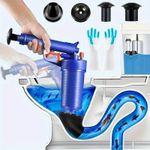 product_image_name-Generic-1 Set Toilet Plunger, Drain Clog Remover Tool With 4 Sized Suckers, High Pressure Air Drain Blaster-6
