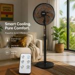 LGNT 16-Inch 7-Blade Standing Fan with Remote & Display - Black
