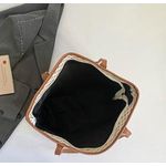 GALUIN Beige vintage monogram tote bag, brown leather patchwork large capacity shoulder bag - image 7
