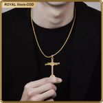 product_image_name-ASHION-Unisex Stainless Steel Cross Pendant Chain – Fashion Jewelry for Men & Women-1