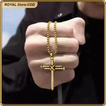 product_image_name-ASHION-Unisex Stainless Steel Cross Pendant Chain – Fashion Jewelry for Men & Women-6