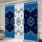 3 in 1 elegant curtain set ( blackout ) blue and white 