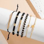 product_image_name-SXCHEN-Pack of 6 - Women's Trendy Personalized Retro Bohemian Bracelet - Black Gold-2
