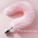Generic Stretchy Mesh Bodysuit with Detachable Pink Faux Fur Tail Decor, Fits 40KG-70KG - image 8