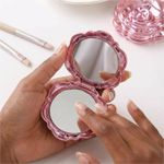 product_image_name-ShebSheb-Portable Rose Flower Compact Mirror, Double-Sided Makeup Mirror with Elegant Electroplated Floral Case, Pocket‑Size Travel Beauty Tool-2