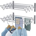 White Label Wall Mounted Retractable Clothes Drying Rack Heavy Duty That Saves Space. Silver - image 2
