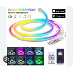 AD RGB Waterproof Neon Multi - Coloured Remote Control 4 Metres LED Strip Decorative Multi - Functional Mode - Multicolor