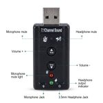 Generic USB Virtual 7.1 Channel Sound Adapter - External Audio Card with Mic & Speaker Jack - Black - image 2