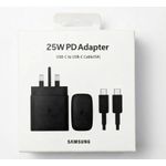 Samsung Fast Charger Adapter Set with Type-C to Type-C Cable (5A) – 25W PD- Black
