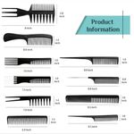 Generic 10pcs Professional Hair Comb Set – Styling, Cutting & Detangling Combs for Salon & Home Use(Black) - image 2